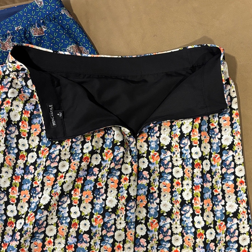 J. Crew Floral Pleated Skirt in Navy Multi - Picture 3 of 6